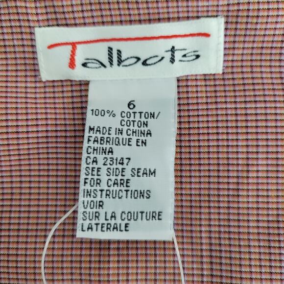 NWT Talbots Women's Red Plaid Relaxed Fit Classic Button Up Shirt Soft Size 6 - Picture 9 of 11
